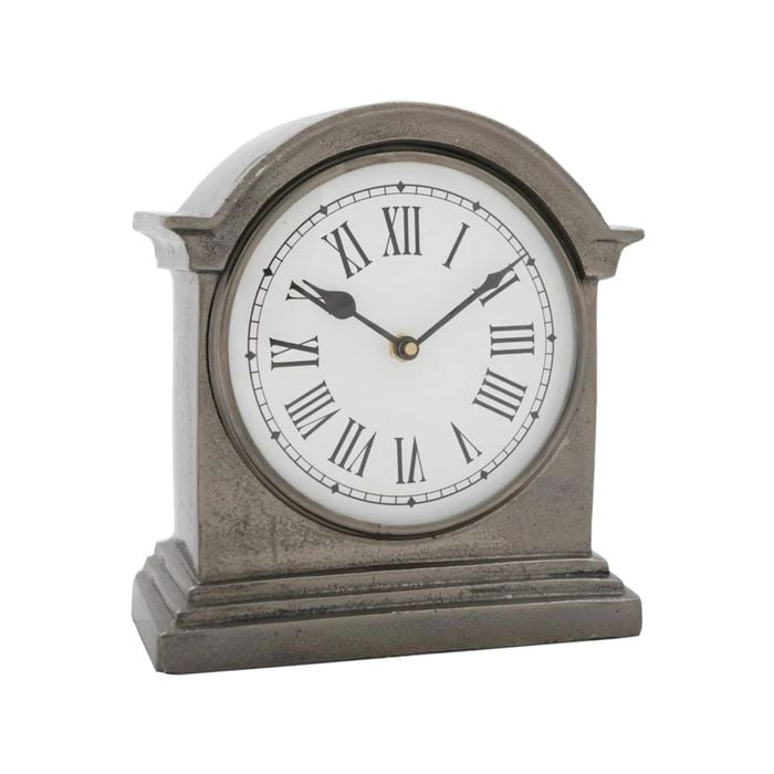 Ssh Collection Hutt Large Table Clock With Round White Face - Black Nickel
