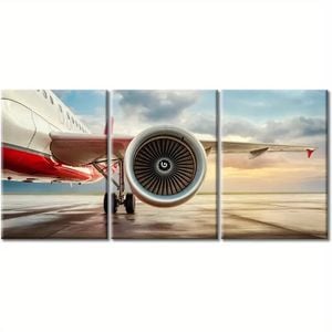 3pcs Jet Engine Airplane Turbine Airplane Print 100% Australian Made 3 x 40x60cm (Metal Print)