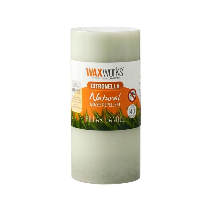 Waxworks 15cm Green Citronella Pillar Candle 