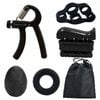Black Hand Grip Strength Training Set 5-Piece - Adjustable Grip Exerciser & Rings