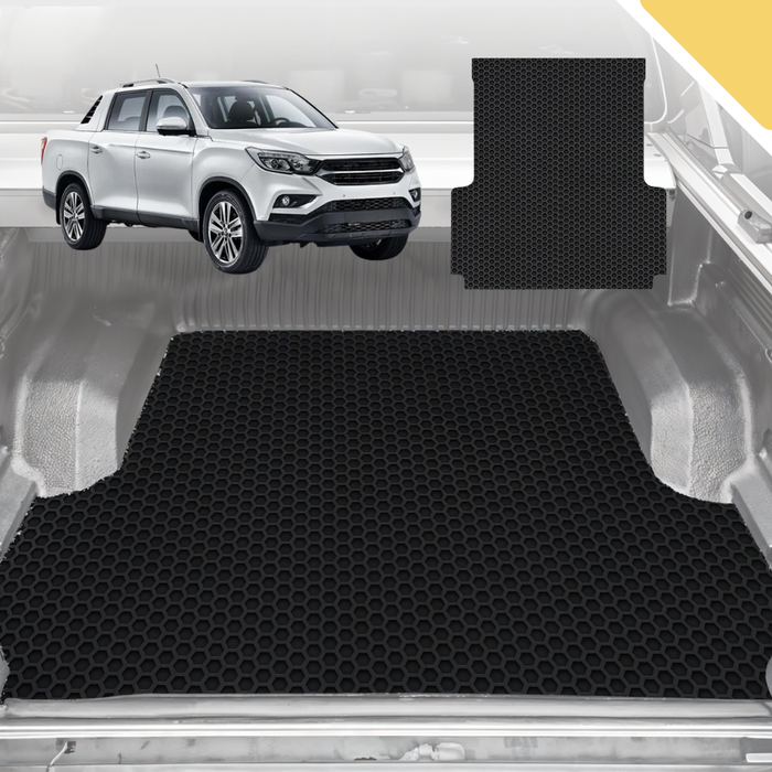 Outback GT 6D Pro Ute Tub Mat for SsangYong Musso Dual Cab 2018-Current (With Factory Plastic Tub Liner)- Black