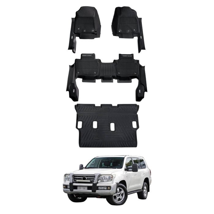 AUSGO 3-Row Set 7D Injection Floor Mats for Toyota Land Cruiser 200 Series LC200 Altitude / VX / Sahara 2007-2012 Floor Liners
