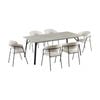 Supreme 7pc Set 200cm Dining Table Chair Faux Marble Melamine Top Stone Grey