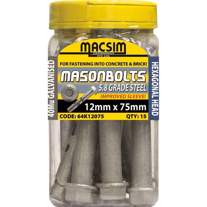 Macsim Fasteners 12 x 75mm Galvanised Sleeve Anchor