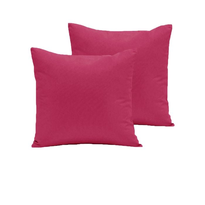 Pair of 280TC Polyester Cotton European Pillowcases 64 x 64 cm HotPink