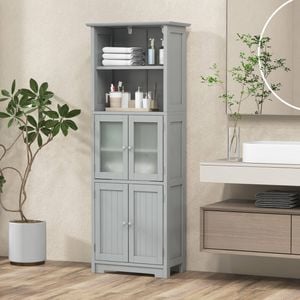 Costway Bathroom Tall Storage Cabinet 4 Door Kitchen Buffet Cupboard
