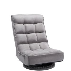 VEVOR Swivel Floor Gaming Chair Gray with 4 Adjustable Position Folding Backrest and Lumbar Support