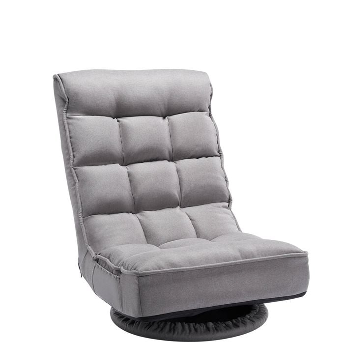 VEVOR Swivel Floor Gaming Chair Gray with 4 Adjustable Position Folding Backrest and Lumbar Support
