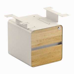 Desky Minimal Under Desk Cabinet Wheat Frame - White Oak Hardwood