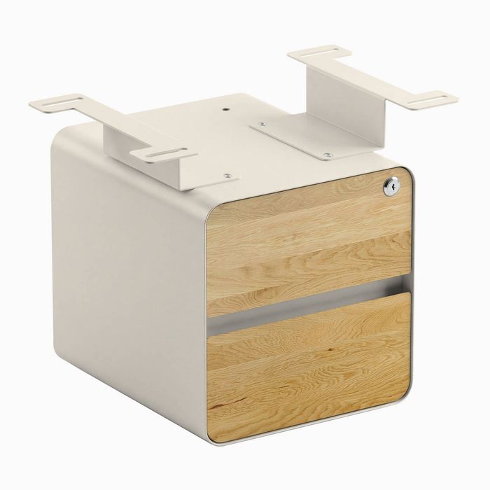 Desky Minimal Under Desk Cabinet Wheat Frame - White Oak Hardwood