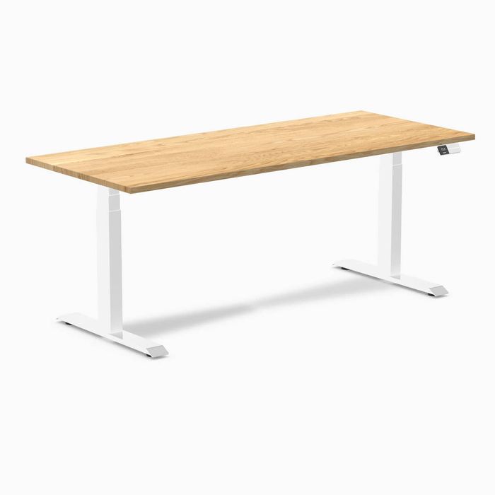 Desky Dual Hardwood Sit Stand Desk White Frame 180cm