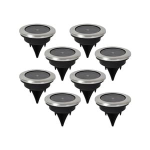 Click 6cm 10 Lumens Bailey Solar LED Disc Light - Pack of 8