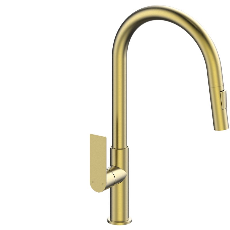 Rococo Pull Down Sink Mixer Brushed Brass WELS 5 Star 6L/min