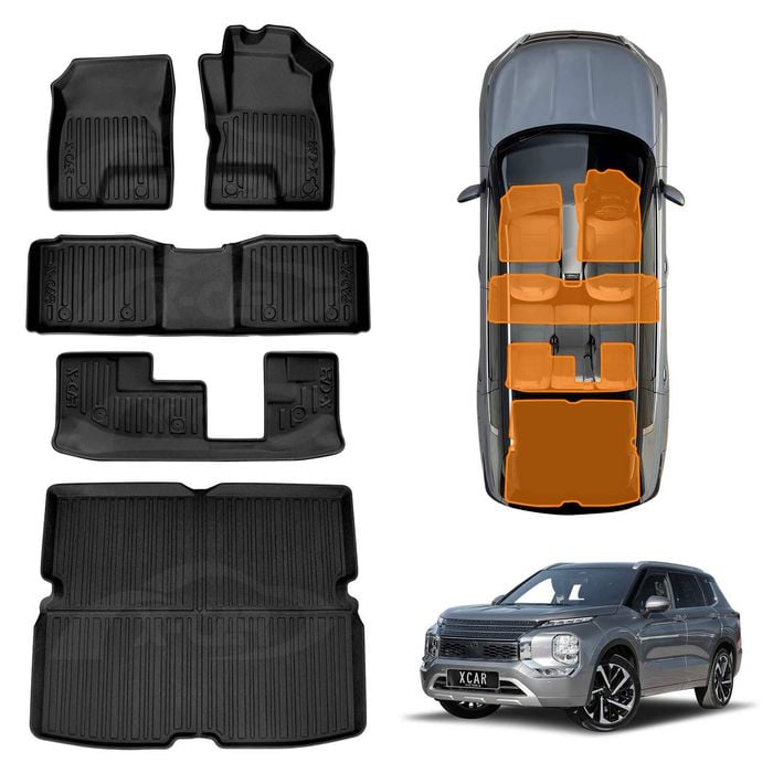 3D Floor Mats Boot Liner for Mitsubishi Outlander ZM Series PHEV 7 Seater 2021-Onwards Cargo Tray