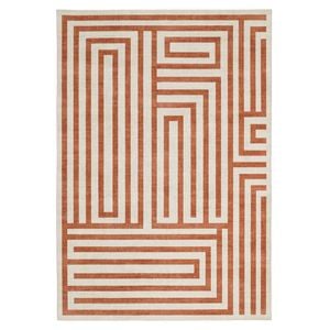 Loopsie-230cm X 160cm-pahoa Orange Terracotta Geometric Washable Rug