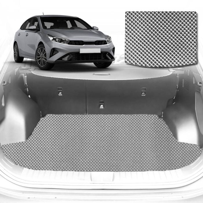 6D Diamond Car Boot Mat for Kia Cerato (BD)2018-Current-Cargo Mat-Grey-Outback GT