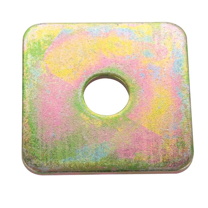 Hobson 50 x 50 x 5mm M12 Yellow Zinc Square Washers - 100 Pack