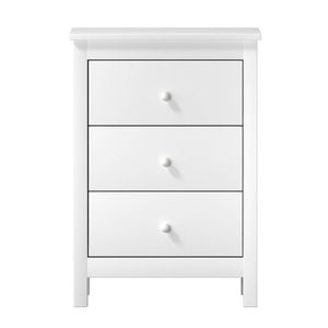 Oikiture Bedside Table 3 Drawers Hamptons Furniture Storage Unit White