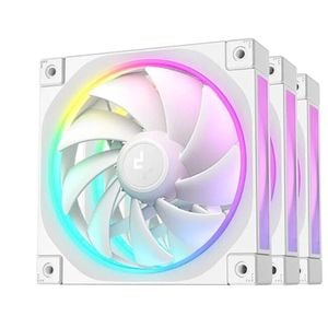 Deepcool Fl12 White 120mm Unique Argb Fans, Low Noise, 4-pin Pwm, Fluid Dynamic Bearing, Addressable Rgb Led