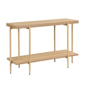 IHOMDEC MDF Console Sofa Table With Metal Legs Oak