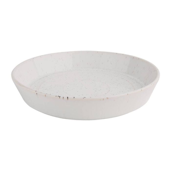 Olympia Cavolo Flat Round Bowls White Speckle 220mm 4 Pack Ceramic Tableware