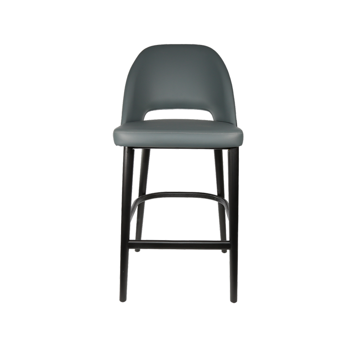 Durafurn 750mm High Anthracite Vinyl Semifreddo Bar Stool with Black Beech Wood Legs