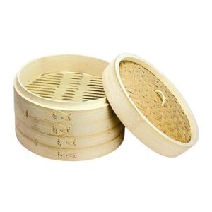 2pc NF Living Bamboo Steamers 25cm Multi-Tier Design Kitchenware Natural