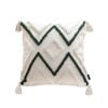 SOGA Boho Tufted Cushion 45cm Tassel Beige Green Geometric Chevron Throw Pillow