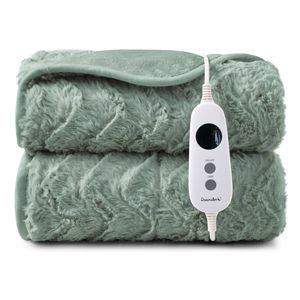 Dreamaker Felix 500gsm Faux Fur Washable Electric Heated Throw Blanket 200x180cm Leaf | Overheat Protection, 9 Heat Settings
