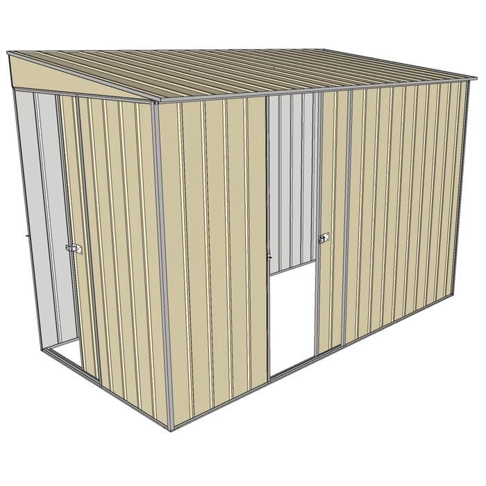 Build-a-Shed 1.5 x 3 x 2m Sliding Door Tunnel Shed with Side Door - Cream