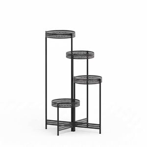 P&P Black Corner Foldable Plant Stand With Multi-Tier Design