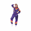 More Than Party Adult 80s Lady Track Suit Costume Purple Satin Like Retro L/XL