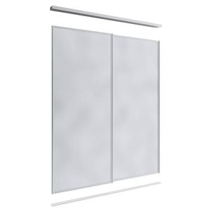 Lugna 2100 x 1201-1800mm Clear Anodised Mirror Wardrobe Double Sliding Doors