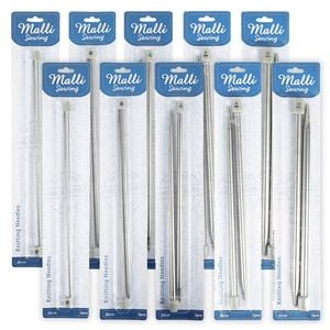 10x Malli Art And Craft Knitting/crochet Needles Assorted Sizes 25cm Length Grey