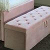 Istyle Design Extra Large Ottomon Storage Box Wooden Velvet Pink