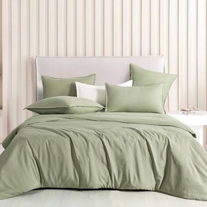 CleverPolly Vintage Washed Microfibre Quilt Cover Set - Eucalypt - Double