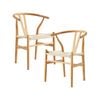 Anemone  Set of 2 Wishbone Dining Chair Beech Timber Replica Hans Wenger Natural