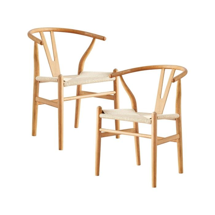 Anemone  Set of 2 Wishbone Dining Chair Beech Timber Replica Hans Wenger Natural