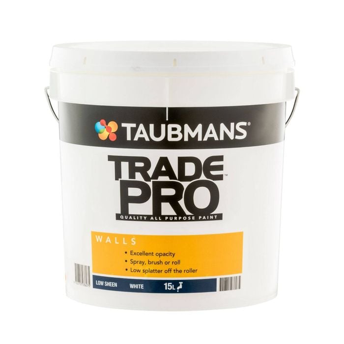 Taubmans 15L White Low Sheen Trade Pro Interior Wall Paint