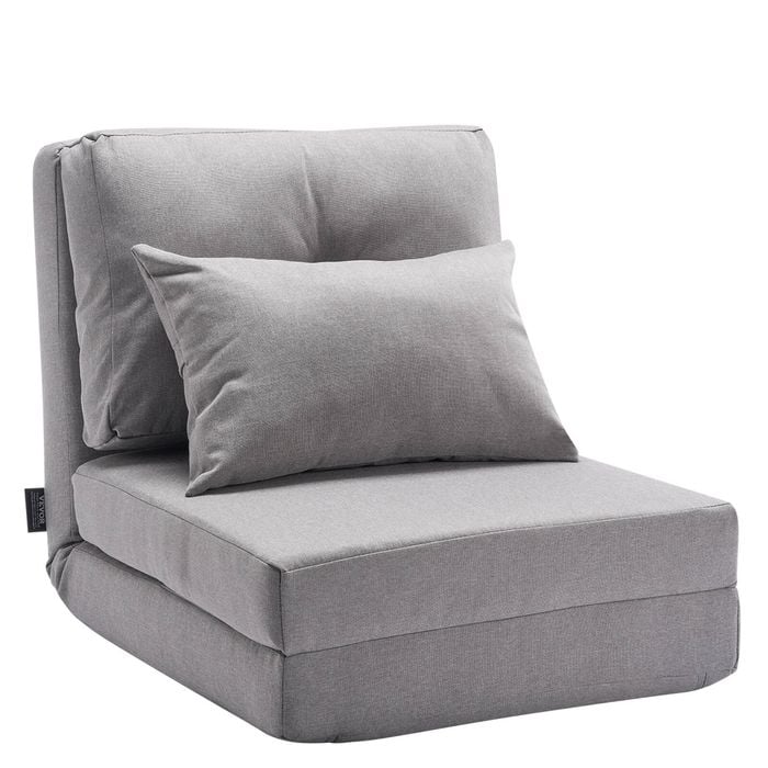 VEVOR Convertible Flip Chair Gray Adjustable 5 Position with Metal Frame and Pillow