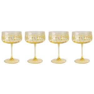 2x 2pc Urban Bee Meadow Floral Coupe Champagne Drinking Glasses Set 16cm Yellow