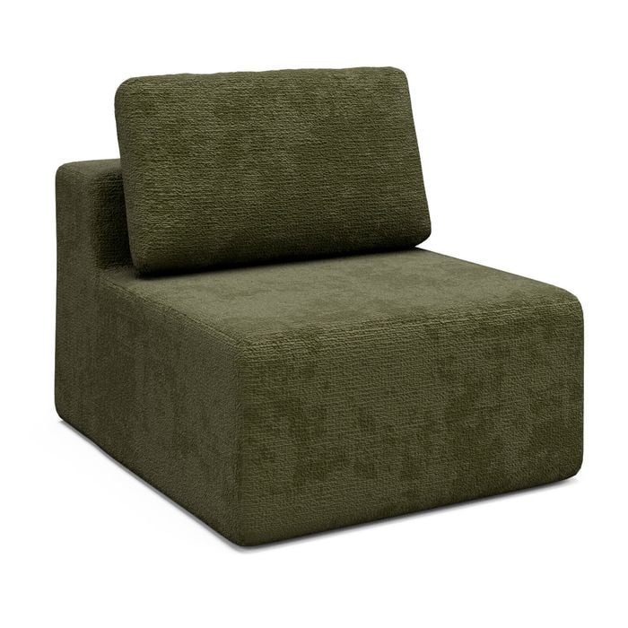 Advwin Armless Sofa Chair Chenille Compressed Sofa Modular Lazy Couch Green