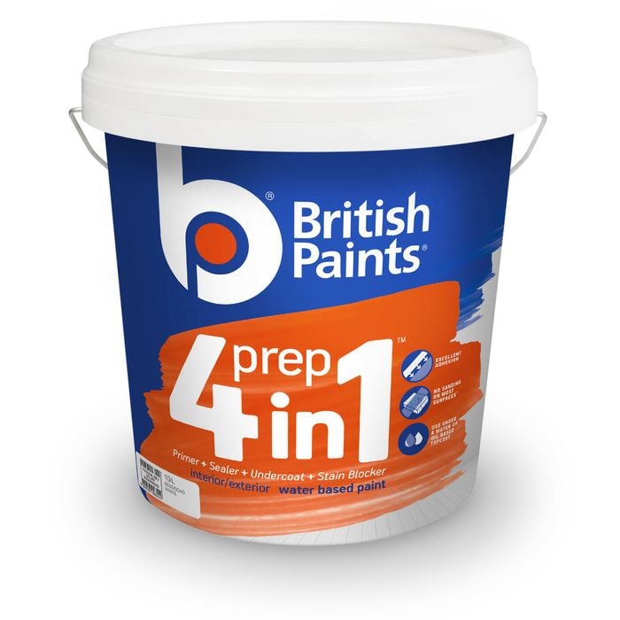 British Paints 10L White Prep 4 in 1 Acrylic Sealer Primer Undercoat