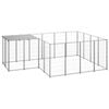 vidaXL Dog Kennel Silver 6.05 m² Steel Outdoor Puppy Enclosure Dog Cage House