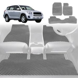 6D Diamond Car Floor Mats for Toyota RAV4 2006-2012-Full Set-Grey-Outback GT
