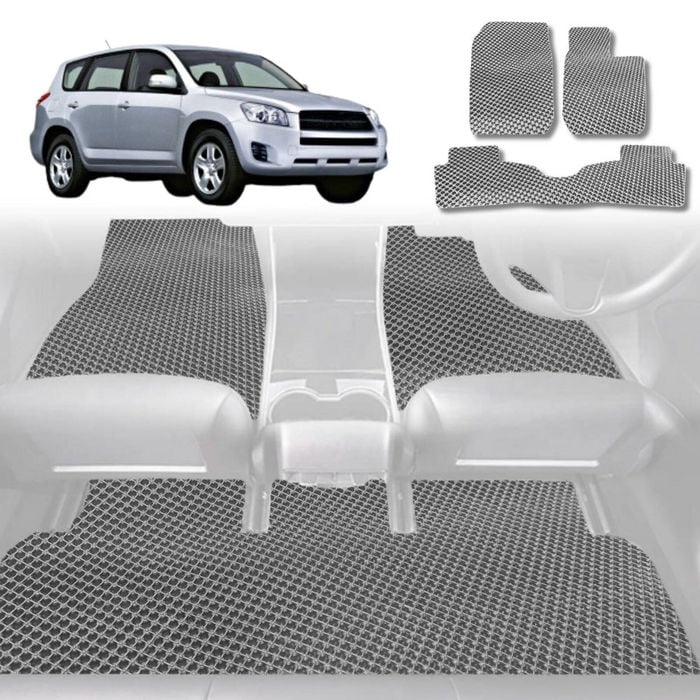 6D Diamond Car Floor Mats for Toyota RAV4 2006-2012-Full Set-Grey-Outback GT