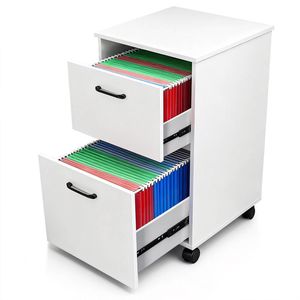 2-drawer File Cabinet Mdf Rolling Filing Cabinet with Adjustable Hanging Rail