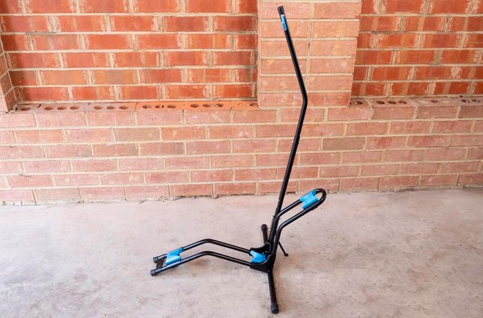 Free-standing bike rack on a concrete floor