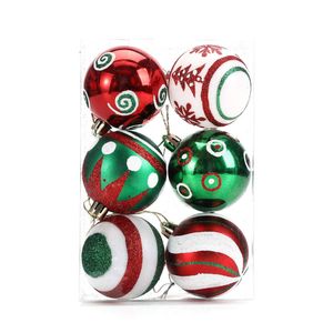 Catzon 6 Pcs Christmas Balls 6CM Shatterproof Plastic Painted Baubles for Xmas Tree Decor-Set3