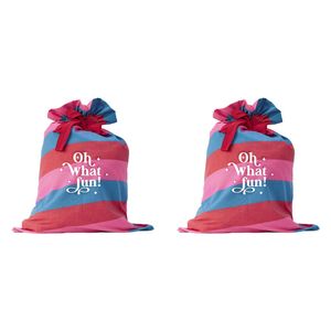2PK Annabel Trends Santa Sack Christmas Holiday Gift Bag 74x55cm Oh What Fun